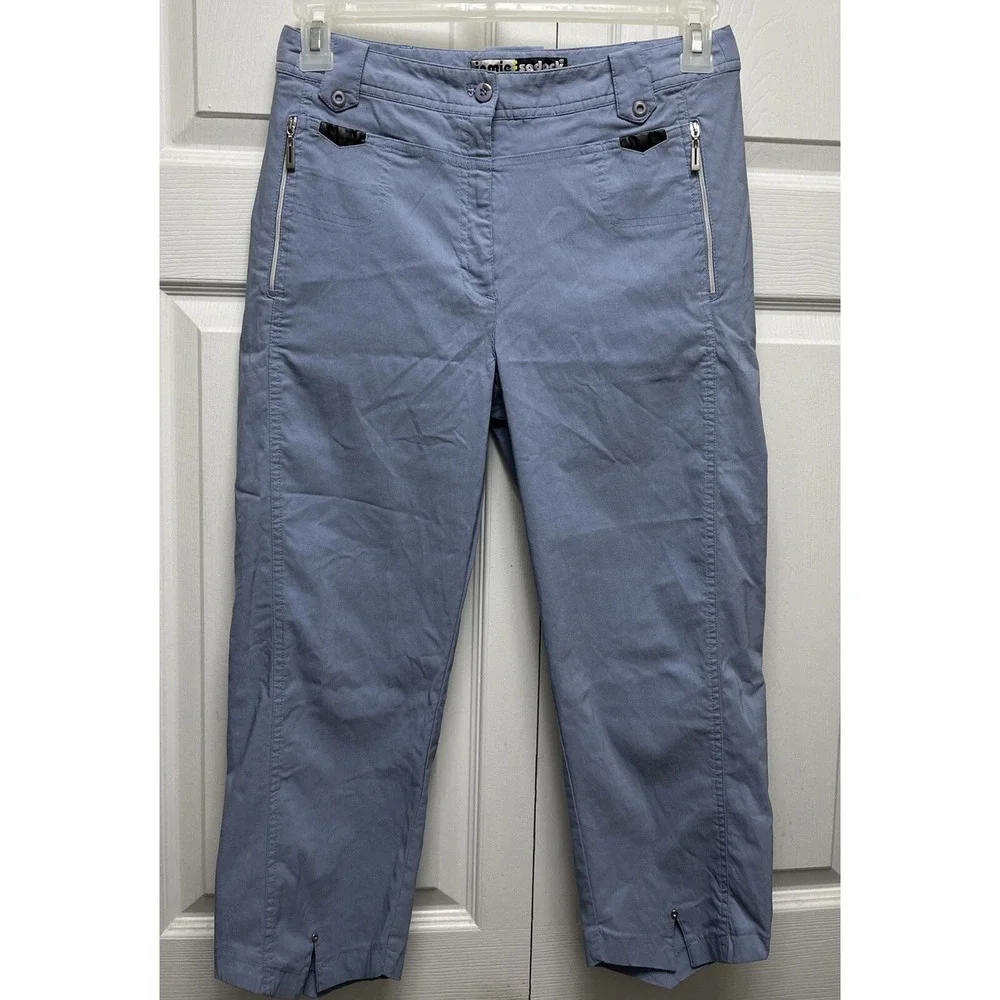 JAMIE SADOCK RESORT PANTS Sz 8  Blue CROPPED--POCKETS--ZIPPERS-RAYON BLEND